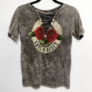 Guns N Roses Criss Cross Acid Wash Tee